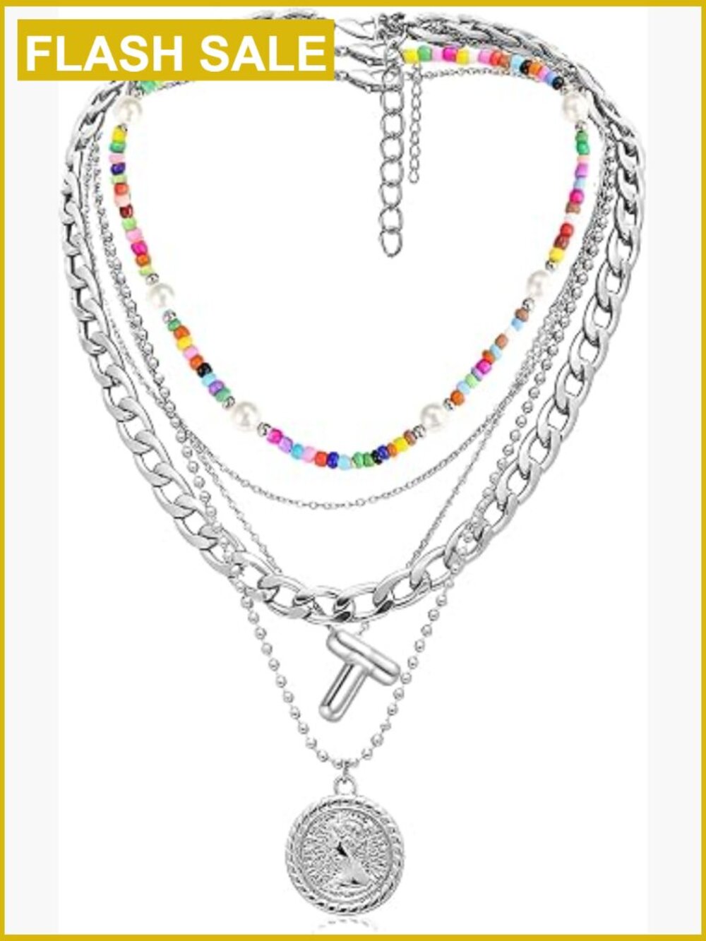 Layered Initial Pendant Necklace Set, 3 Piece Choker & Chain Necklaces